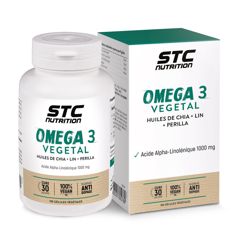 Oméga 3 Végétal STC Nutrition: Tonus mental - 120 gélules - Vegan -  Sportfood Center